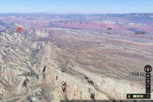 This Google Map shows the remote location of Cedar Pockets, near the Utah-Arizona state line. 