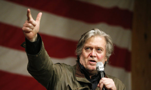 AP photo of Steve Bannon at a rally in Alabama Tuesday...