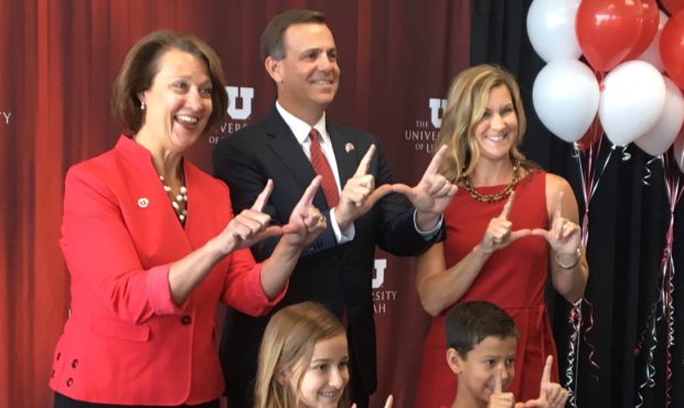 (University of Utah President Ruth Watkins introduces Mark Harlan and family)...