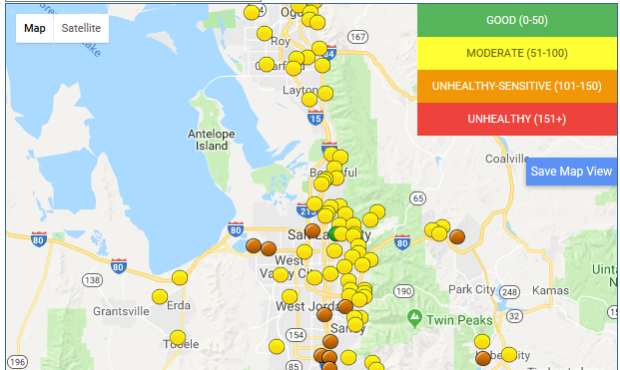 KSL Air Quality map for July 30, 2018...