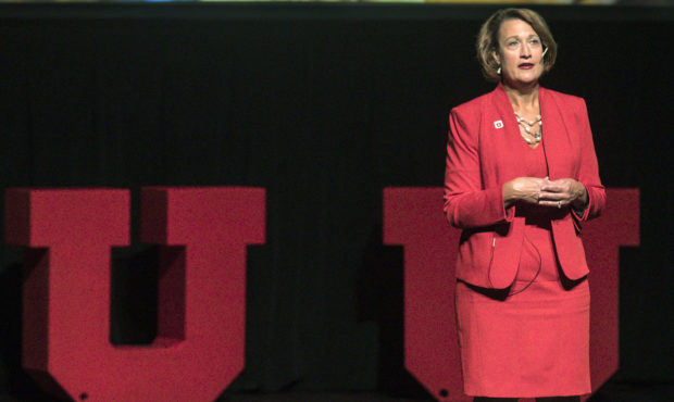 University of Utah President Ruth V. Watkins speaks to the audience after being inaugurated as the ...