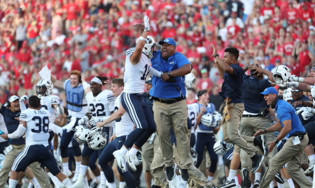 BYU breaks into the AP poll at number 25 after the upset of Wisconsin...