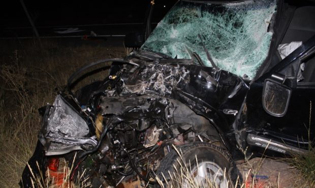 A Chevrolet Blazer is badly damaged following a crash in Cache County. The Utah Highway Patrol said...