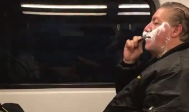 Homeless man Anthony Torres was mocked online after getting caught shaving on a train. (Photo: TopB...