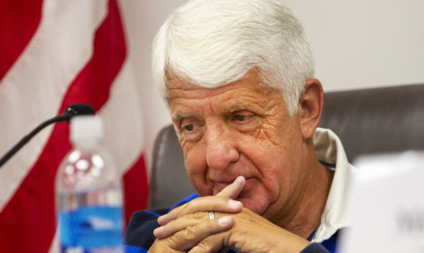 Rep. Rob Bishop listens to testimony as he meets in a field hearing at Union High School in Rooseve...