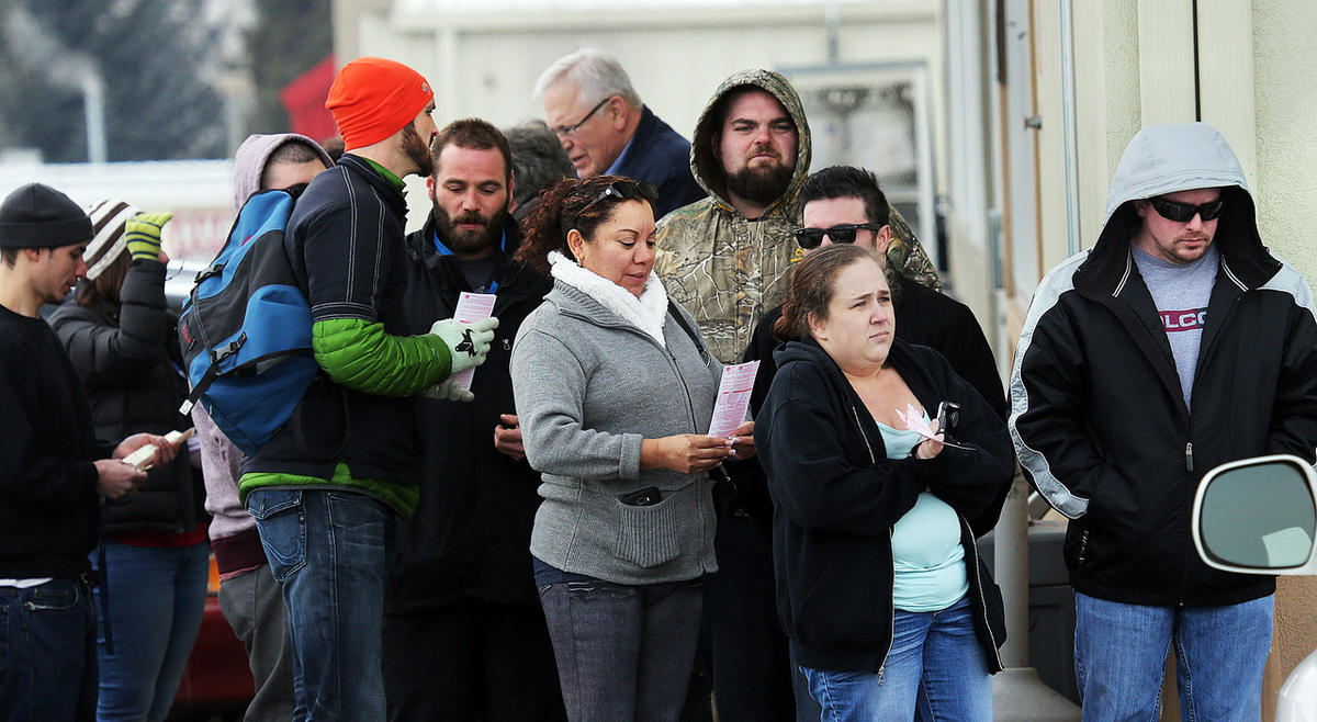 Utahans waiting in line for lottery tickets.