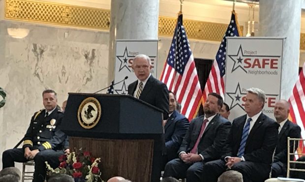 Utah reports an 8% drop in violent crime in the past year and U.S. Attorney General Sessions visite...