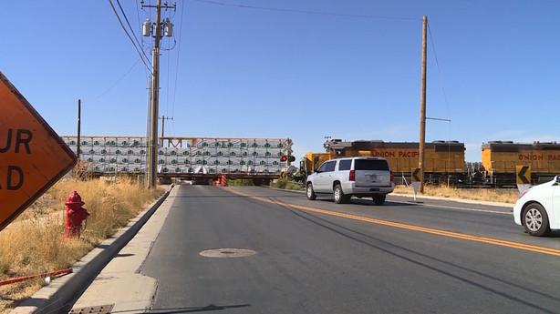 One of the five train tracks Woods Crossing kids have to cross on their way to school. (Photo: Sean Estes, KSL TV)