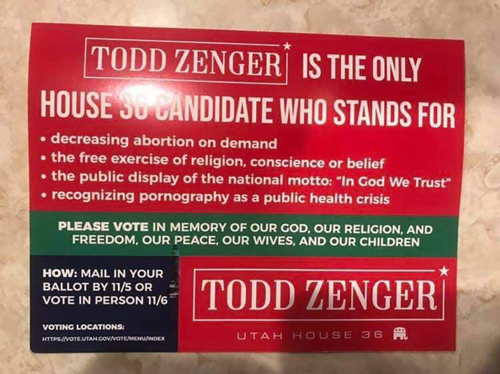 Todd Zenger Utah Attack Ad