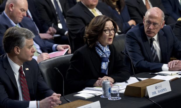 CIA Director Gina Haspel accompanied by FBI Director Christopher Wray and Director of National Inte...