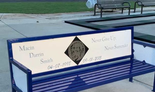 A custom-made memorial bench in honor of Macin Smith, who disappeared nearly four years ago, was un...
