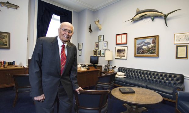 FILE- In a Feb. 4, 2009 file photo, Rep. John Dingell, D-Mich. poses for a photograph inside his of...