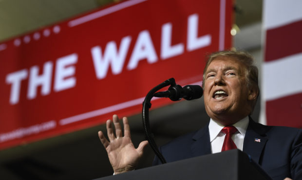 President Donald Trump speaks during a rally in El Paso, Texas, Monday, Feb. 11, 2019. (AP Photo/Su...