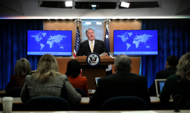 WASHINGTON, DC - FEBRUARY 01: U.S. Secretary of State Mike Pompeo holds a news briefing at the Stat...