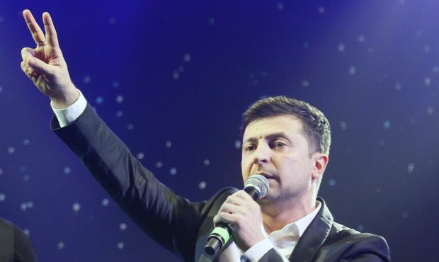 Volodymyr Zelenskiy, Ukrainian actor and candidate in the upcoming presidential election, hosts a c...