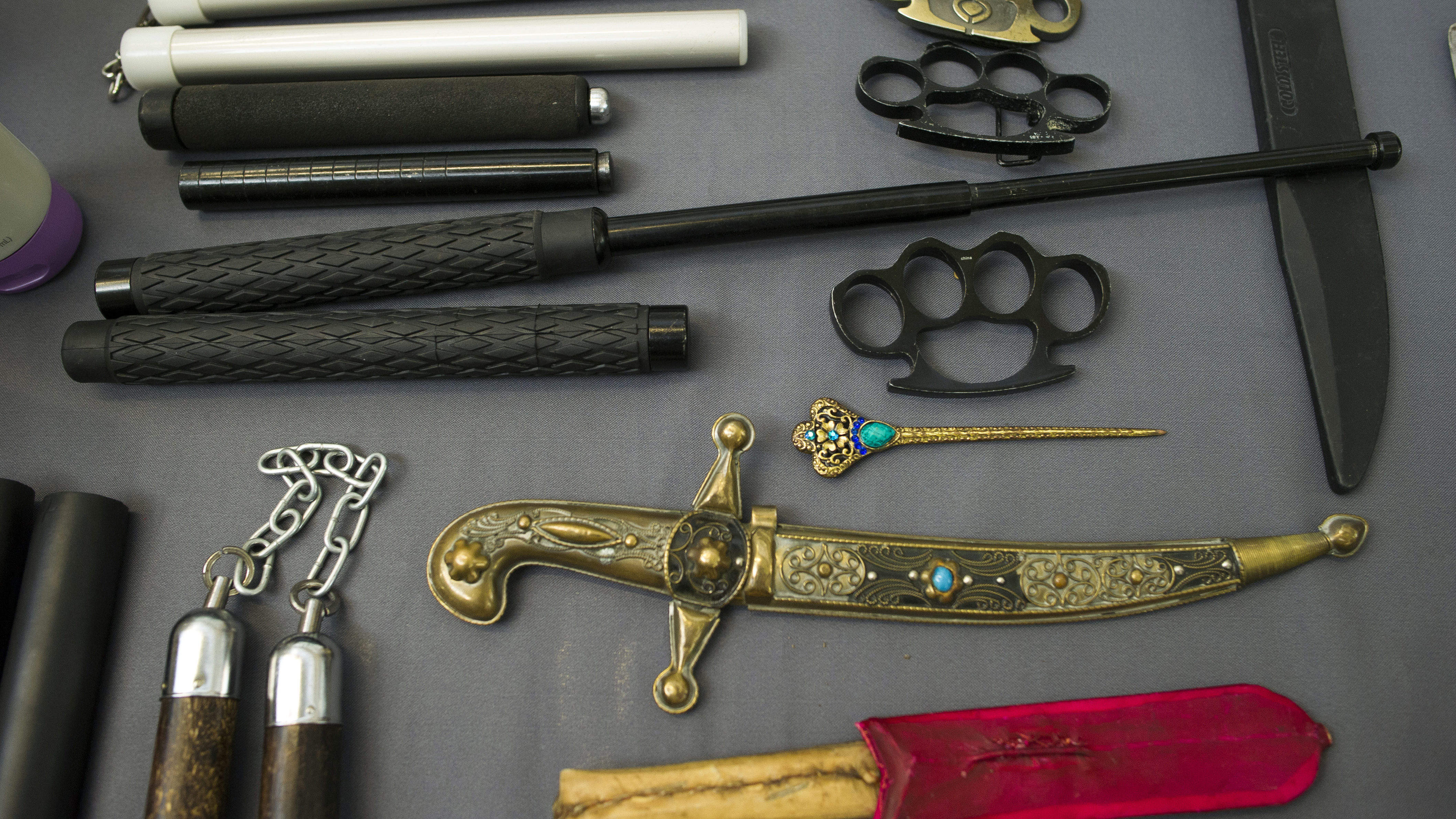 Police have several different kinds of items that have been taken or found. (AP Photo/Cliff Owen)...