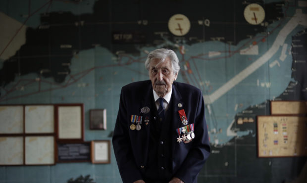 British D-Day veteran Leonard 'Ted' Emmings, who was a naval Coxswain serving on a small landing cr...