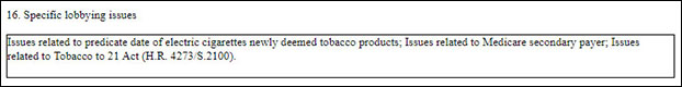 Tobacco to 21 Act lobbyists