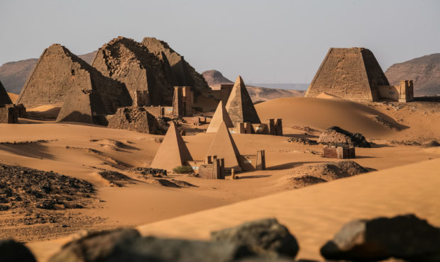 Meroe pyramids in the sahara desert Sudan...