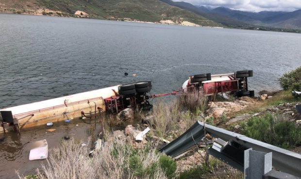 A propane tanker rolled into the Deer Creek Reservoir on Tuesday, May 28, 2019. (Credit: Curtis Hen...
