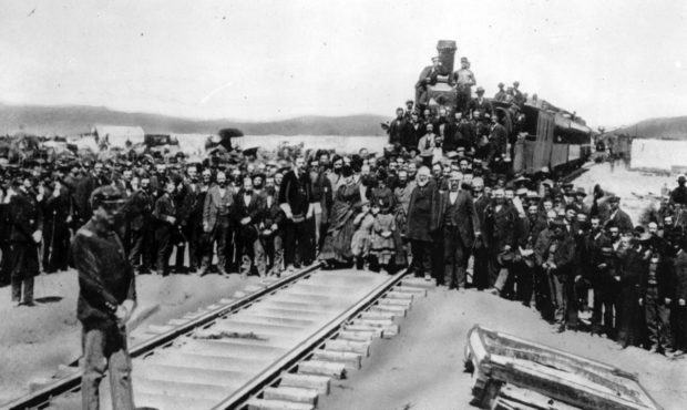 golden spike ceremony transcontinental railroad...