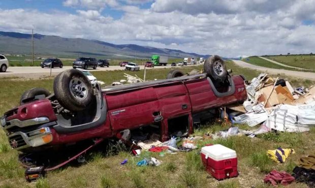 Utah Highway Patrol confirmed a man died after crashing his pickup truck that was hauling a camper ...