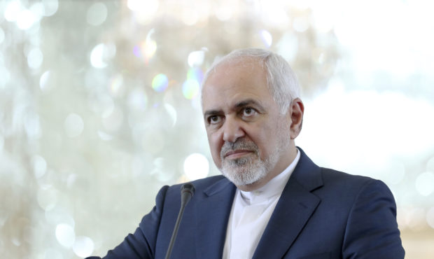 Iranian Foreign Minister Mohammad Javad Zarif speaks during a press conference with his German coun...
