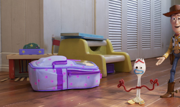 This undated image provided by Disney/Pixar shows a scene from the movie "Toy Story 4." (Disney/Pix...