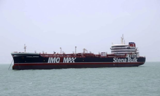 A British-flagged oil tanker Stena Impero which was seized by the Iran's Revolutionary Guard on Fri...