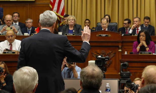 Former special counsel Robert Mueller is sworn in by House Judiciary Committee Chairman Jerrold Nad...