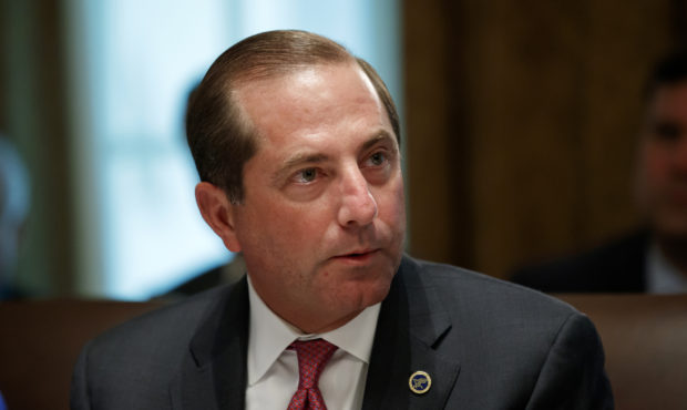 FILE - In this Tuesday, July 16, 2019, file photo, Health and Human Services Secretary Alex Azar pa...