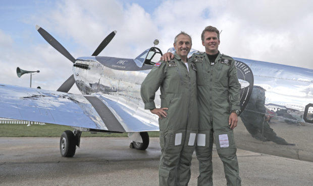 IWC Silver Spitfire pilots Matt Jones, right, and Steve Boultbee Brooks with their newly restored M...