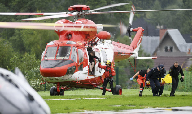 Rescue helicopter have brought to hospital the first people injured by a lighting that struck in Po...