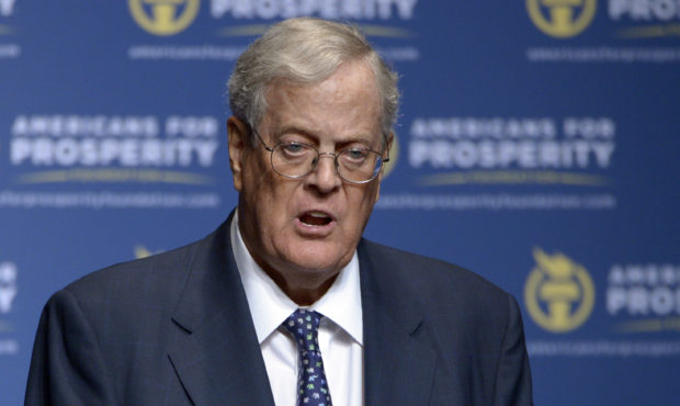 FILE - In this Aug. 30, 2013 file photo, David Koch speaks in Orlando, Fla. Koch, major donor to co...