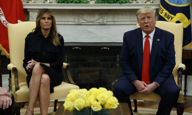First lady Melania Trump listens as President Donald Trump talks about a plan to ban most flavored ...
