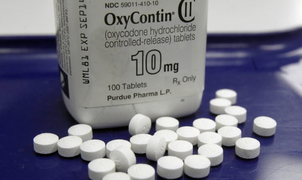 FILE - This Feb. 19, 2013, file photo shows OxyContin pills arranged for a photo at a pharmacy in M...