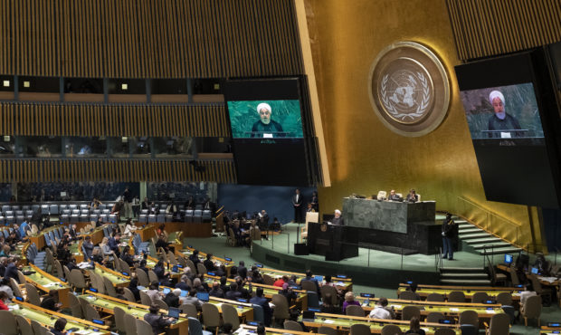 Iran's President Hassan Rouhani addresses the 74th session of the United Nations General Assembly, ...