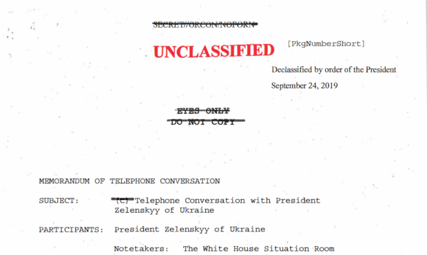 Screenshot of released transcripts | The White House...