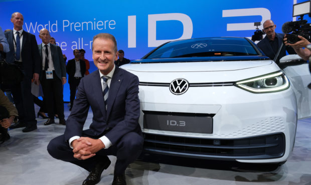 FRANKFURT AM MAIN, GERMANY - SEPTEMBER 09: Herbert Diess, Chairman of Volkswagen Group, poses with ...