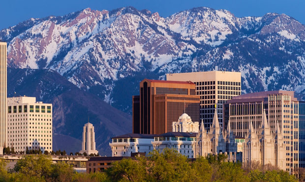 the salt lake city skyline is pictured, utahns can take a survey about the increasing utah populati...