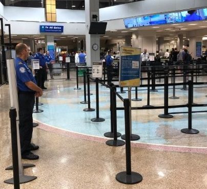 TSA agents observe a moment of silence at 6:46a.m. Wednesday, September 11, 2019. That is 18 years ...