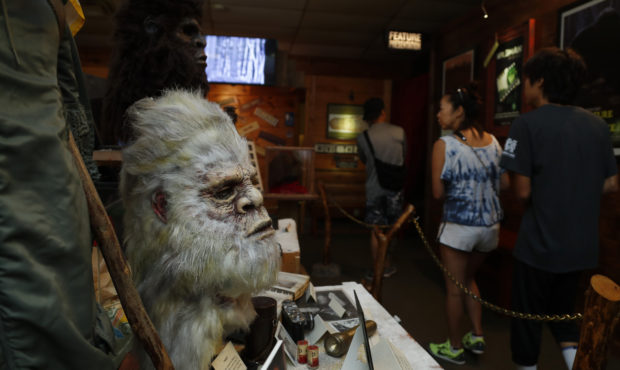 This Aug. 8, 2019, photo shows a Bigfoot mask and other items donated by the family of Yeti researc...