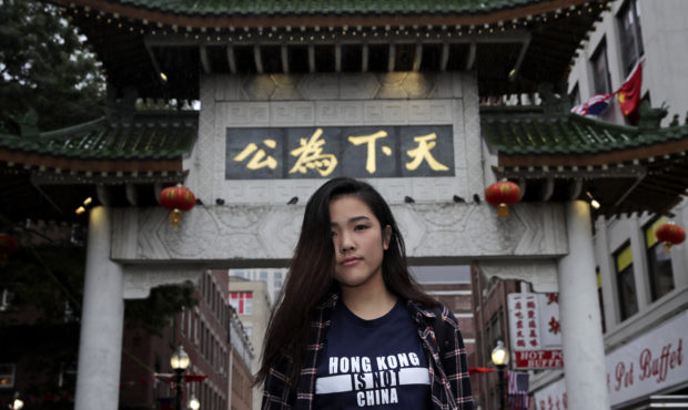 Emerson College student Frances Hui poses in the Chinatown neighborhood of Boston, Wednesday, Oct. ...