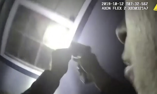 In this Saturday, Oct. 12, 2019, image made from a body camera video released by the Fort Worth Pol...