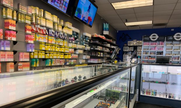 (The product display at Peak Vapor in Taylorsville.  Credit: Paul Nelson)...