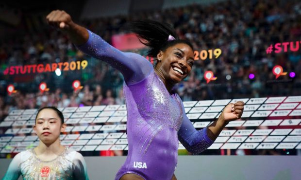 Simone Biles became the most decorated gymnast in the world championships' history on Sunday with a...