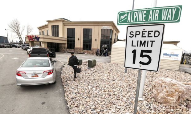 FILE - Passengers are dropped off at the entrance to the Provo Airport on Thursday, Feb. 21, 2019. ...
