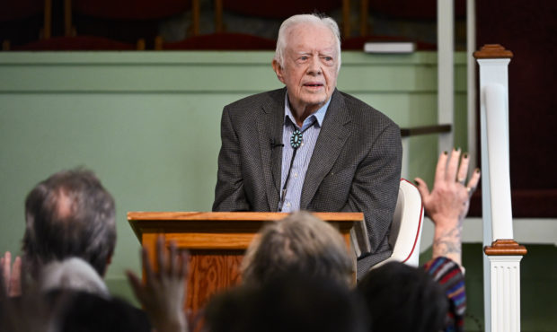 Former U.S. President Jimmy Carter teaches Sunday school at Maranatha Baptist Church, Sunday, Nov. ...
