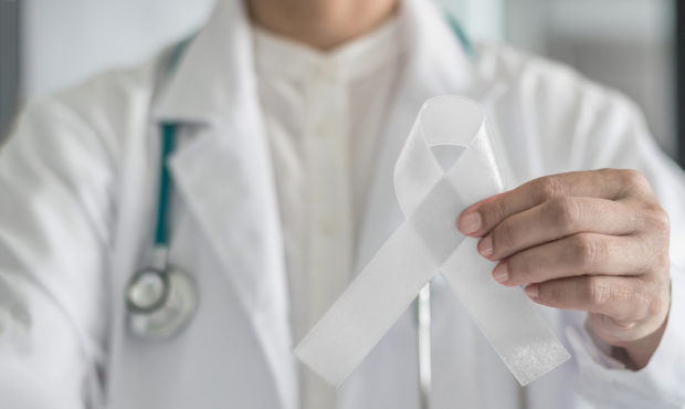 White ribbon or light pearl bow color symbolic for raising awareness on Lung cancer. Photo courtesy...