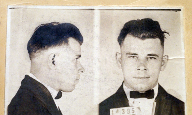 FILE - This undated file photo shows Indiana Reformatory booking shots of John Dillinger, stored in...